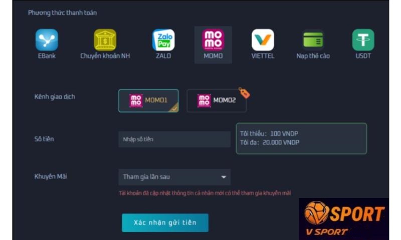 Nạp tiền Vsport nhanh  chóng